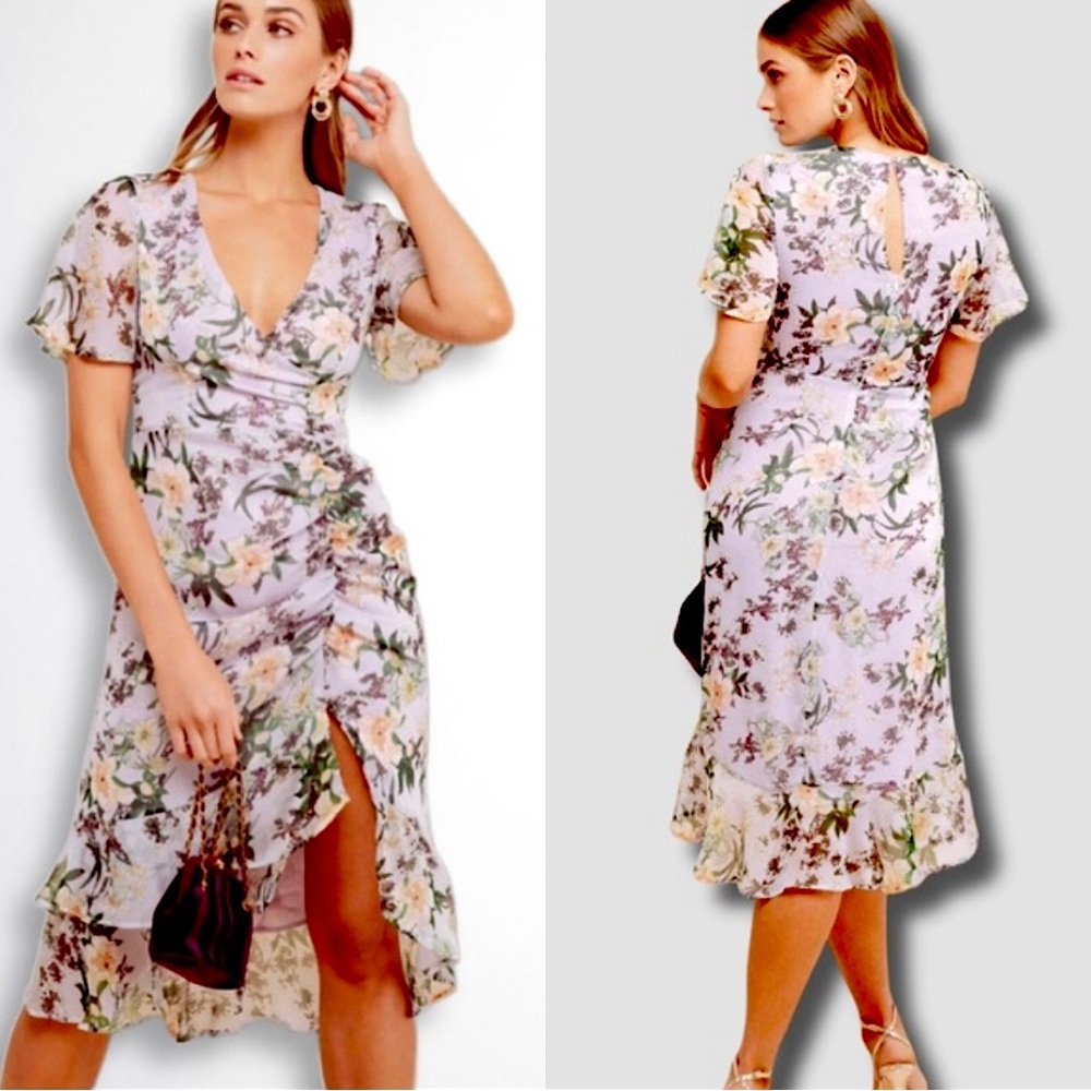 ASTR The Label Cinched Floral Mermaid Dress Sz. Large